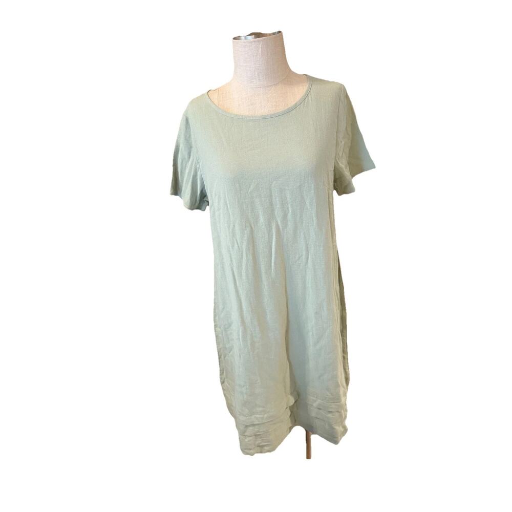 Emery Rose T-Shirt Dress Women Large Sage Green Short Sleeve Round Neck Pullover